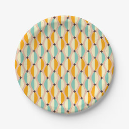 Symmetrical retro pattern with interlocking teal pappteller