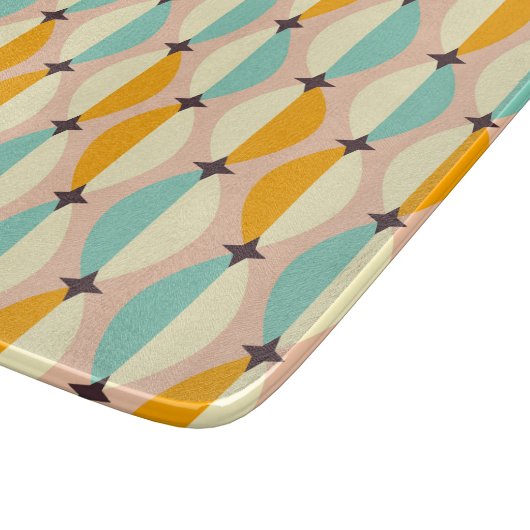 Symmetrical retro pattern with interlocking teal schneidebrett (Ecke)