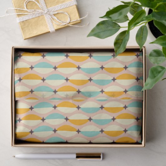 Symmetrical retro pattern with interlocking teal seidenpapier (Geschenk)