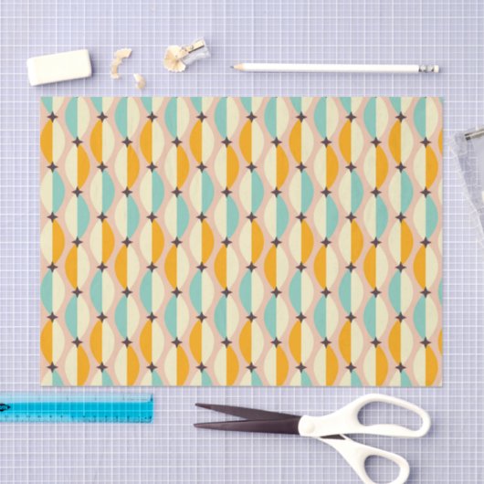 Symmetrical retro pattern with interlocking teal seidenpapier (Handwerk)