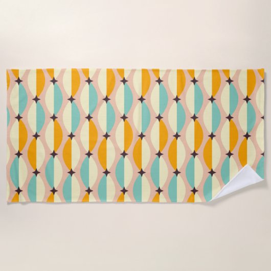 Symmetrical retro pattern with interlocking teal strandtuch (Vorderseite)