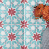 Symmetrisch florales Rotes Blau, grauer Stein, tex Fliese