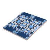 symmetrisch geometrisch blau und weiß Verziert Fliese (Seite)