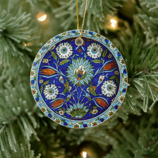 Symmetrisch Türkisch Iznik Tulip Motif Weihnachten Keramik Ornament (Baum)