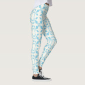Symmetrische blaue Flora Leggings (Rechts)