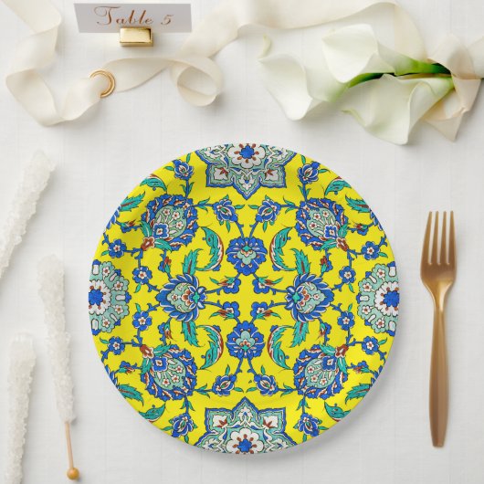 Symmetrische blaugrüne Dekoration Iznik Pappteller (Hochzeit)