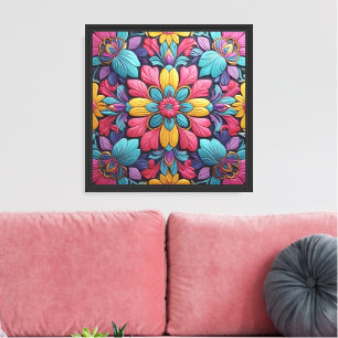 Symmetrische florale abstrakte Kunst Leinwanddruck
