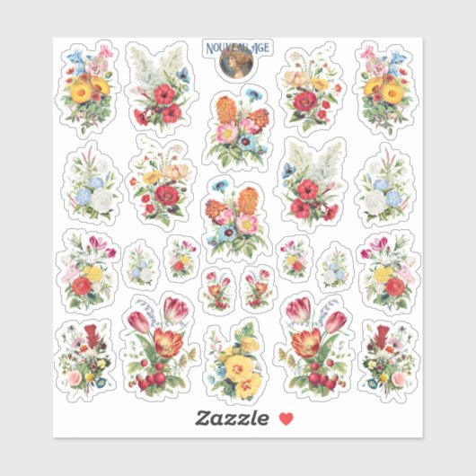 Symmetrische GartenBouquets-Aufkleber Aufkleber (Blatt)