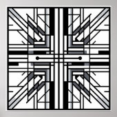 Symmetrische Gittergeometrie - Schwarz/Weiß Abstra Poster (Vorne)