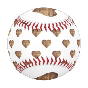 Symmetrische große rustikale braune Holzherzen Baseball