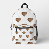 Symmetrische große rustikale braune Holzherzen Bedruckter Rucksack (Vorderseite)
