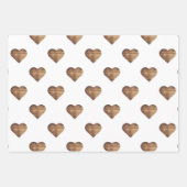 Symmetrische große rustikale braune Holzherzen Geschenkpapier Set (Vorderseite 2)