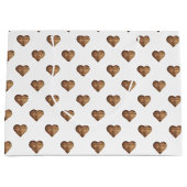 Symmetrische große rustikale braune Holzherzen Geschenktüte (Vorderseite)