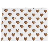 Symmetrische große rustikale braune Holzherzen Große Geschenktüte (Rückseite)