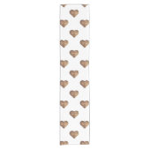 Symmetrische große rustikale braune Holzherzen Kurzer Tischläufer (Vorderseite)