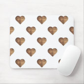 Symmetrische große rustikale braune Holzherzen Mousepad (Mit Mouse)