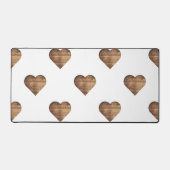 Symmetrische große rustikale braune Holzherzen Schreibtischunterlage (Vorderseite)