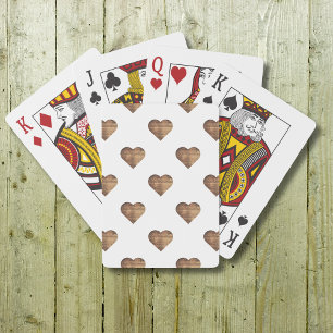 Symmetrische große rustikale braune Holzherzen Spielkarten
