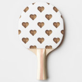 Symmetrische große rustikale braune Holzherzen Tischtennis Schläger (Vorderseite)