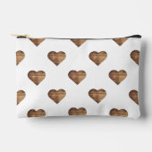 Symmetrische große rustikale braune Holzherzen Zubehörtasche (Vorderseite)
