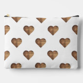 Symmetrische große rustikale braune Holzherzen Zubehörtasche (Vorderseite)