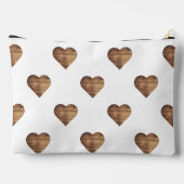 Symmetrische große rustikale braune Holzherzen Zubehörtasche (Rückseite)