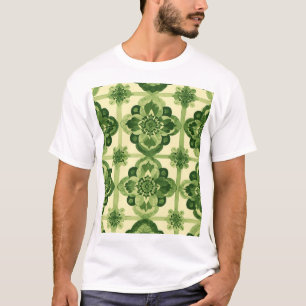 Symmetrische Grüne Blütenpflanze Botanische Elegan T-Shirt