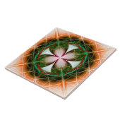 Symmetrische grüne Blütenschmuck Fliese (Seite)