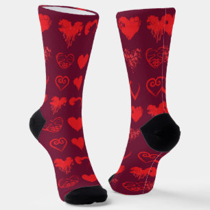 Symmetrische Grunge-Herzen Socken