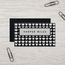 Symmetrische Hundelogomuster schwarze Visitenkarte