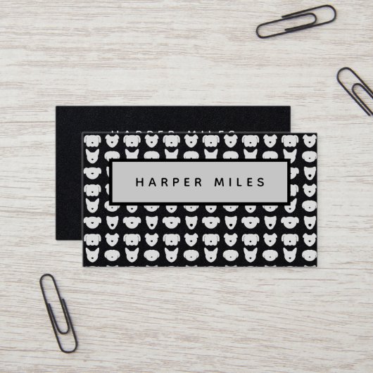 Symmetrische Hundelogomuster schwarze Visitenkarte (Vorderseite/Rückseite Beispiel)