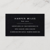 Symmetrische Hundelogomuster schwarze Visitenkarte (Rückseite)