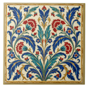 Symmetrische Iznik-Blumenwand Fliese