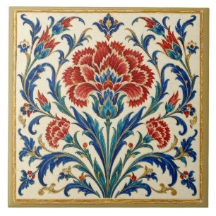 Symmetrische Iznik-Nelken-Blumenwand Fliese