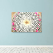 Symmetrische Kaktus in Blüte (Mammillaria celsiana Leinwanddruck (Insitu (Holzboden))