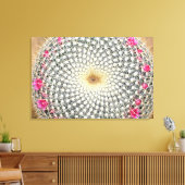 Symmetrische Kaktus in Blüte (Mammillaria celsiana Leinwanddruck (Insitu (Wohnzimmer))