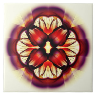 Symmetrische rote Dekoration Fliese