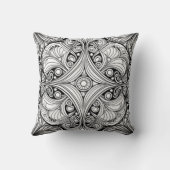 Symmetrische Schwarz-Weiß-Dekorativkunst Kissen (Rückseite)