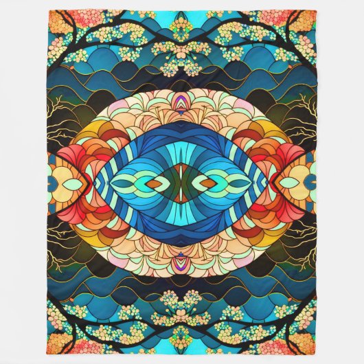 SYMMETRISCHE WÄLDER JAPANESE ART STYLE FLEECEDECKE (Vorderseite)