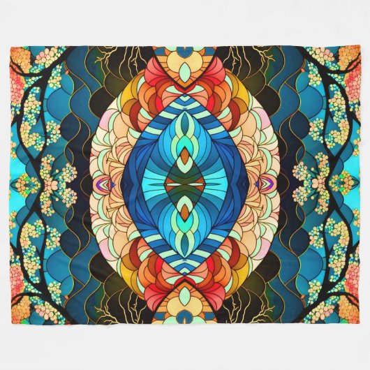 SYMMETRISCHE WÄLDER JAPANESE ART STYLE FLEECEDECKE (Vorderseite (Horizontal))