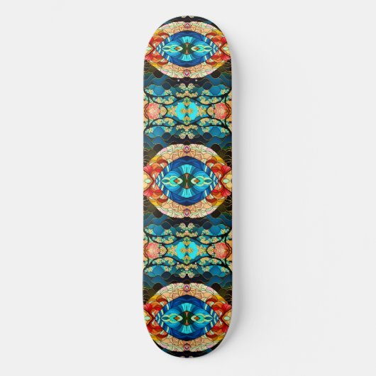 SYMMETRISCHE WÄLDER JAPANESE ART STYLE SKATEBOARD (Vorderseite)