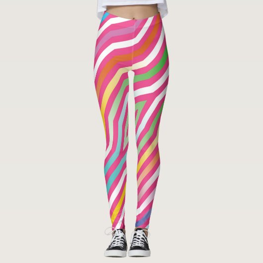 Symmetrischer diagonaler Streifen Hintergrund 4 Leggings (Vorderseite)