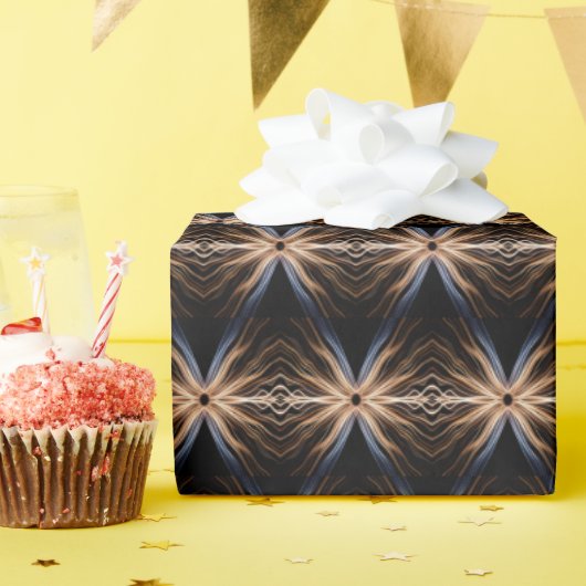 Symmetrischer Lichtausbruch auf Schwarz Geschenkpapier (Geburtstagsparty)