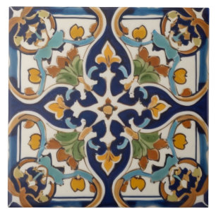 Symmetrisches Abstraktes Kreuz in Navy Blue & Yell Fliese