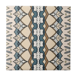 Symmetrisches Beige und Blau gemustert Einzigartig Fliese