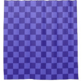 Symmetrisches blaues Schachbrettmuster Duschvorhang (Vorderseite)
