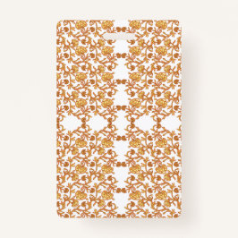 Symmetrisches Blumenmuster mit orangefarbenen Moti Ausweis