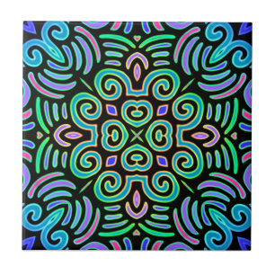 symmetrisches Design in coolen Farben Fliese