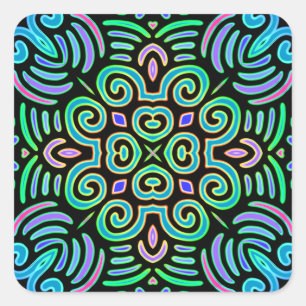symmetrisches Design in coolen Farben Quadratischer Aufkleber
