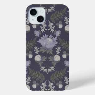 Symmetrisches dunkelviolettes Blumenmuster Case-Mate iPhone Hülle
